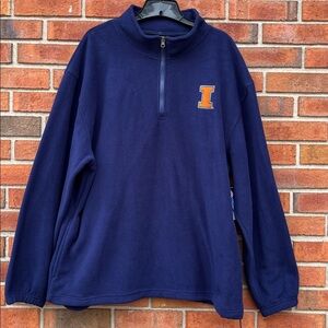 🆕 Illinois Fighting Illini Navy Fleece 1/4-Zip Pullover w/Pockets XL Licensed
